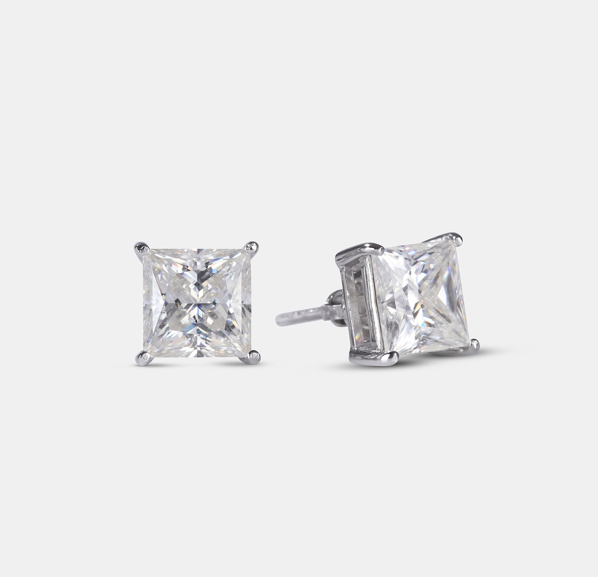 7mm Moissanite Square Stud Earrings